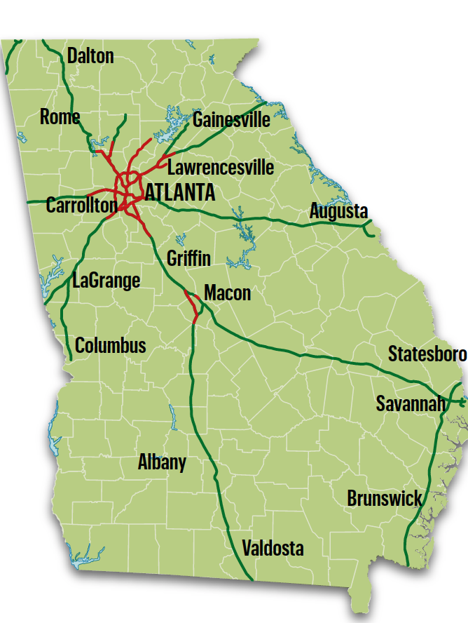 Georgia Interstate Highway System Map 750