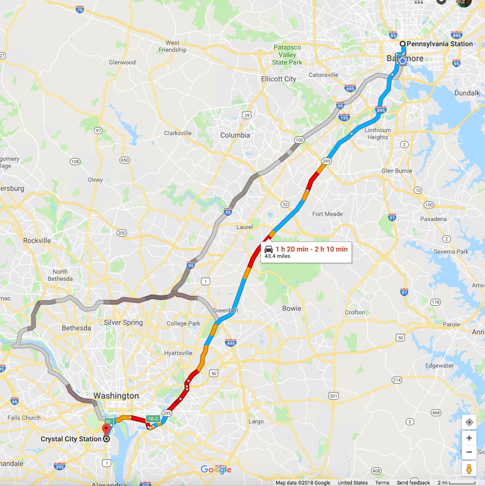 Amazon HQ2 Mapping the commute time from Greater Baltimore to