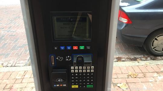 Columbus parking pay kiosk closeup