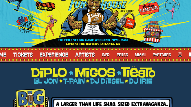 Shaq's Fun House with Migos, Lil Jon, T-Pain coming to the Battery Feb. 1 Super  Bowl weekend