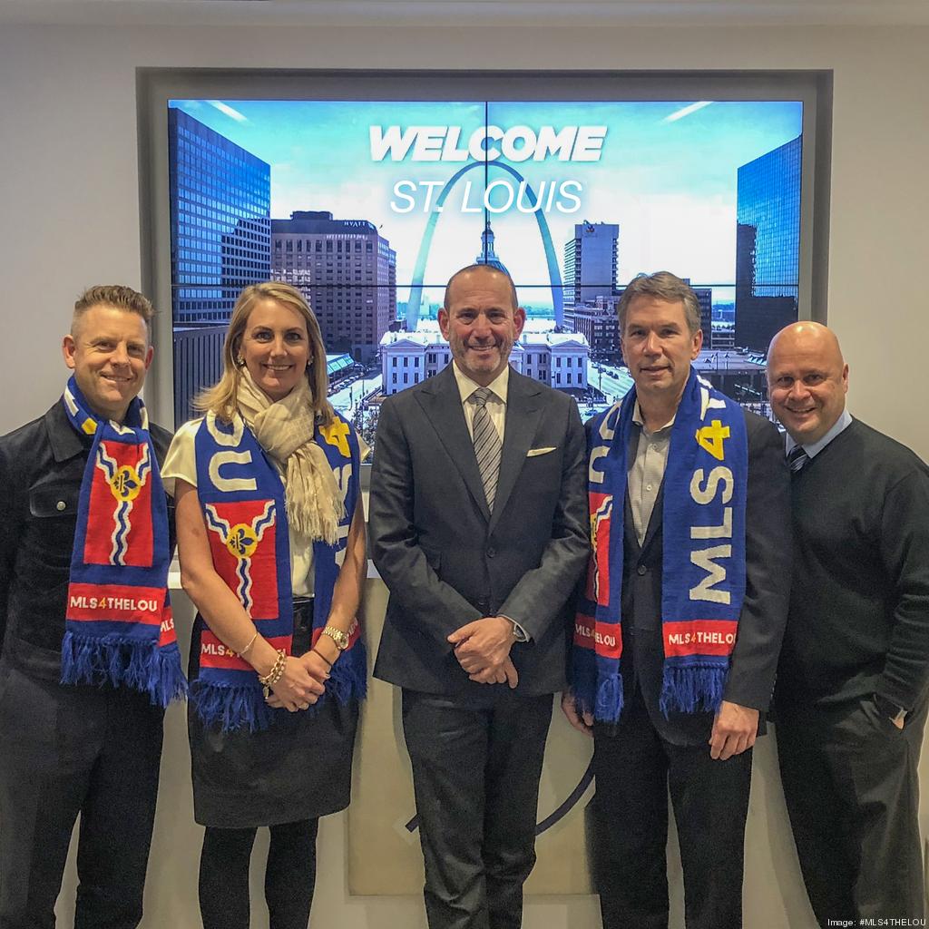 St. Louis, United States. 13th Aug, 2020. Team CEO Carolyn Kindle Betz,  adjusts her scarf, following the announcement of the new name of the soccer  team, their colors and crest during a