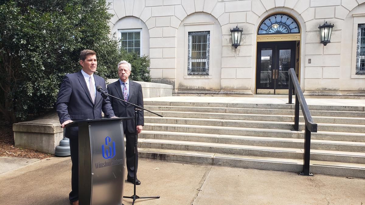 WinstonSalem Mayor Allen Joines, Chamber of Commerce President Mark