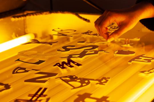 DWP 18 Magnetic North Screen Printing Workshop. Light Table. Photo by Shawn Schmidt.