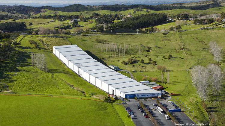 Here's what one indoor ski facility looks like from the outside. This is Snowplanet's indoor snow recreation center in New Zealand.