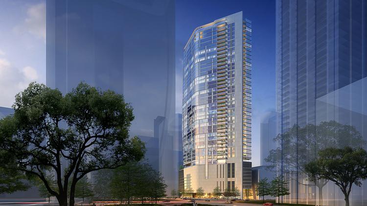Hines Breaks Ground On The Preston Downtown Houston S Tallest An Exterior Rendering Of The Preston From Market Square Park Hines Broke Ground April 4