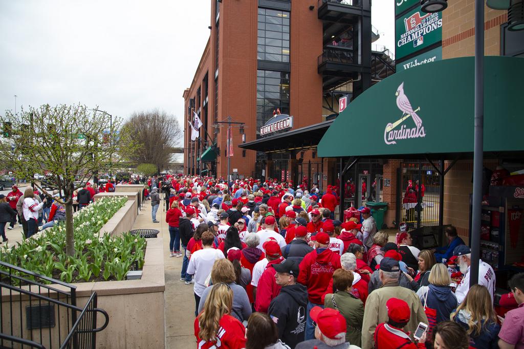 Opening Day in St. Louis with pep rallies, Cardinals pre-game