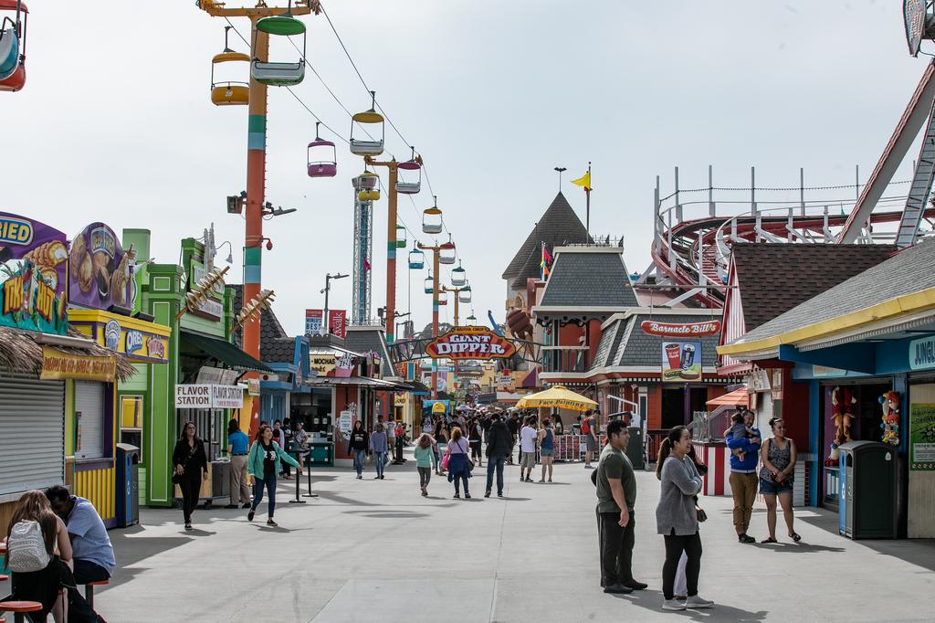 Santa Cruz Beach Boardwalk with the Giant Dipper and Sky Glider