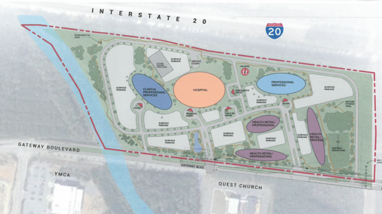 Site plan of Augusta University Medical Center's proposed medical campus in Columbia County, Ga.