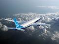Boeing 777X-9 in Flight over Coastline