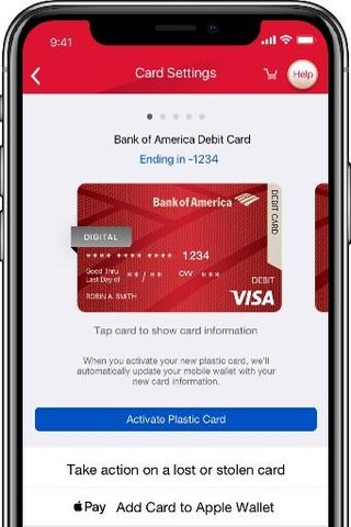 bofa temporary debit card