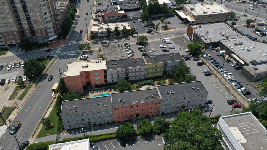 Aerial view of Lenox Square and its surrounding parking lot