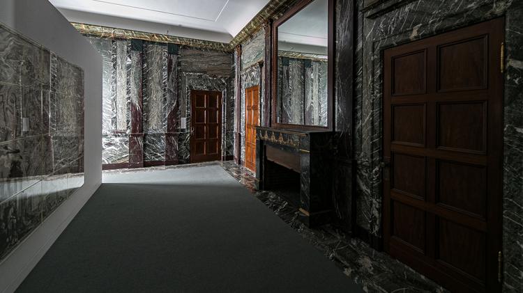 An area of the marbled offices that once belonged to F.W. Woolworth, which architect Kang Chang restored for his firm Kang Modern, in New York, Aug. 9, 2019. (Jeenah Moon/The New York Times)