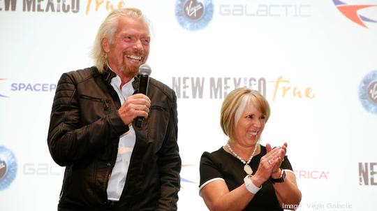 Richard Branson and New Mexico Governor Michelle Lujan Grisham