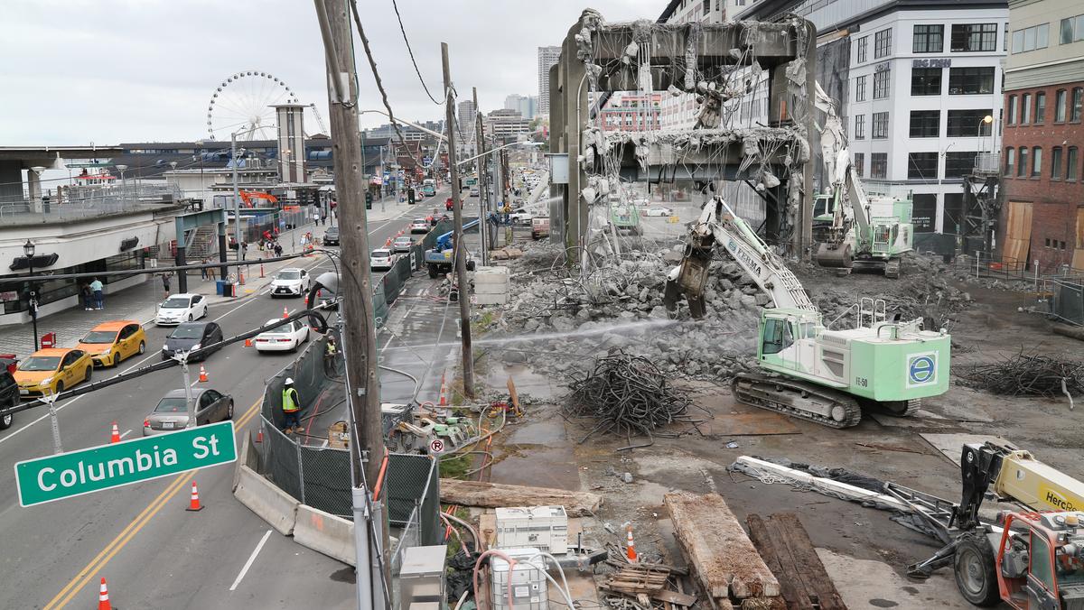This is what it looked like when the Alaskan Way Viaduct was demolished ...