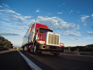 Semi truck barreling down highway