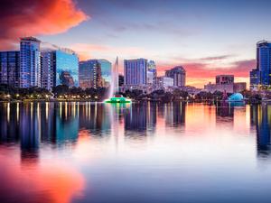 Orlando, Florida skyline at sunset