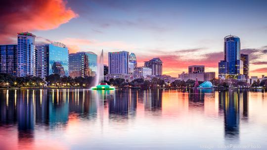 Orlando, Florida skyline at sunset