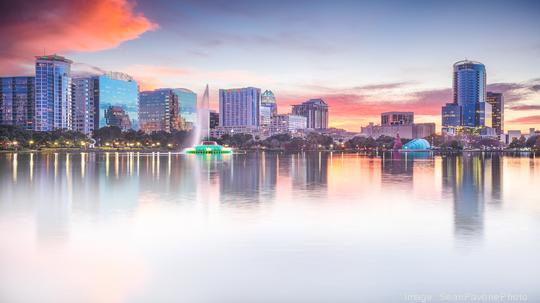 Orlando, Florida skyline at sunset