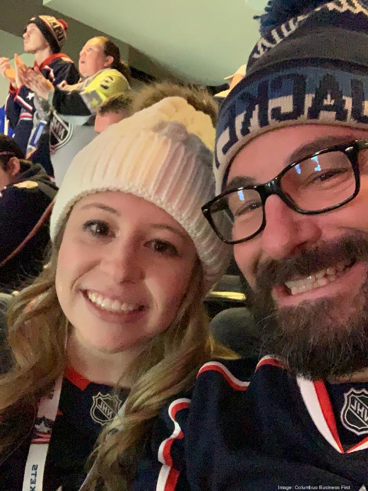Mara, me and the Blue Jackets lid that I tossed to celebrate a hat trick that night.