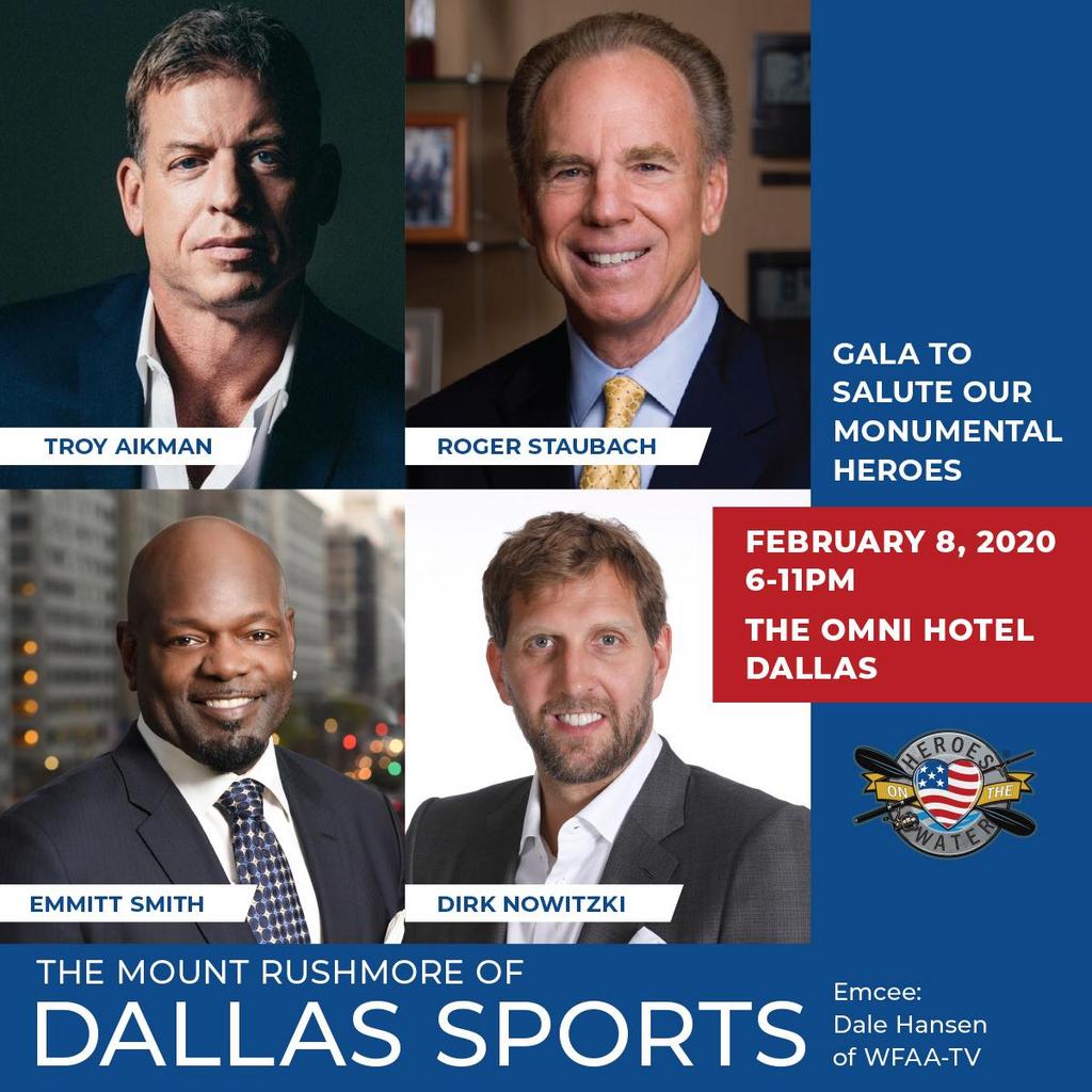 Roger Staubach, Troy Aikman, Emmitt Smith and Dirk Nowitzki to Appear at  the Heroes on the Water Gala