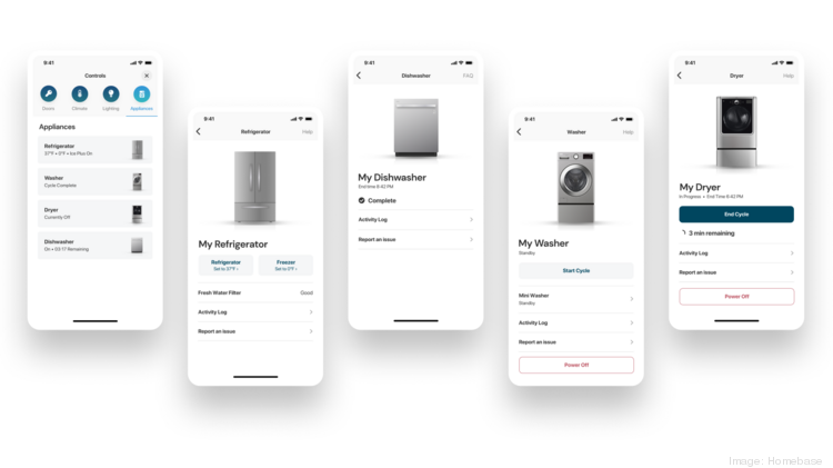 Homebase has formed a partnership with LG Electronics USA to roll out a smart apartment program. As part of the program, residents can use the Homebase app to monitor LG appliances such as the refrigerator and washer.