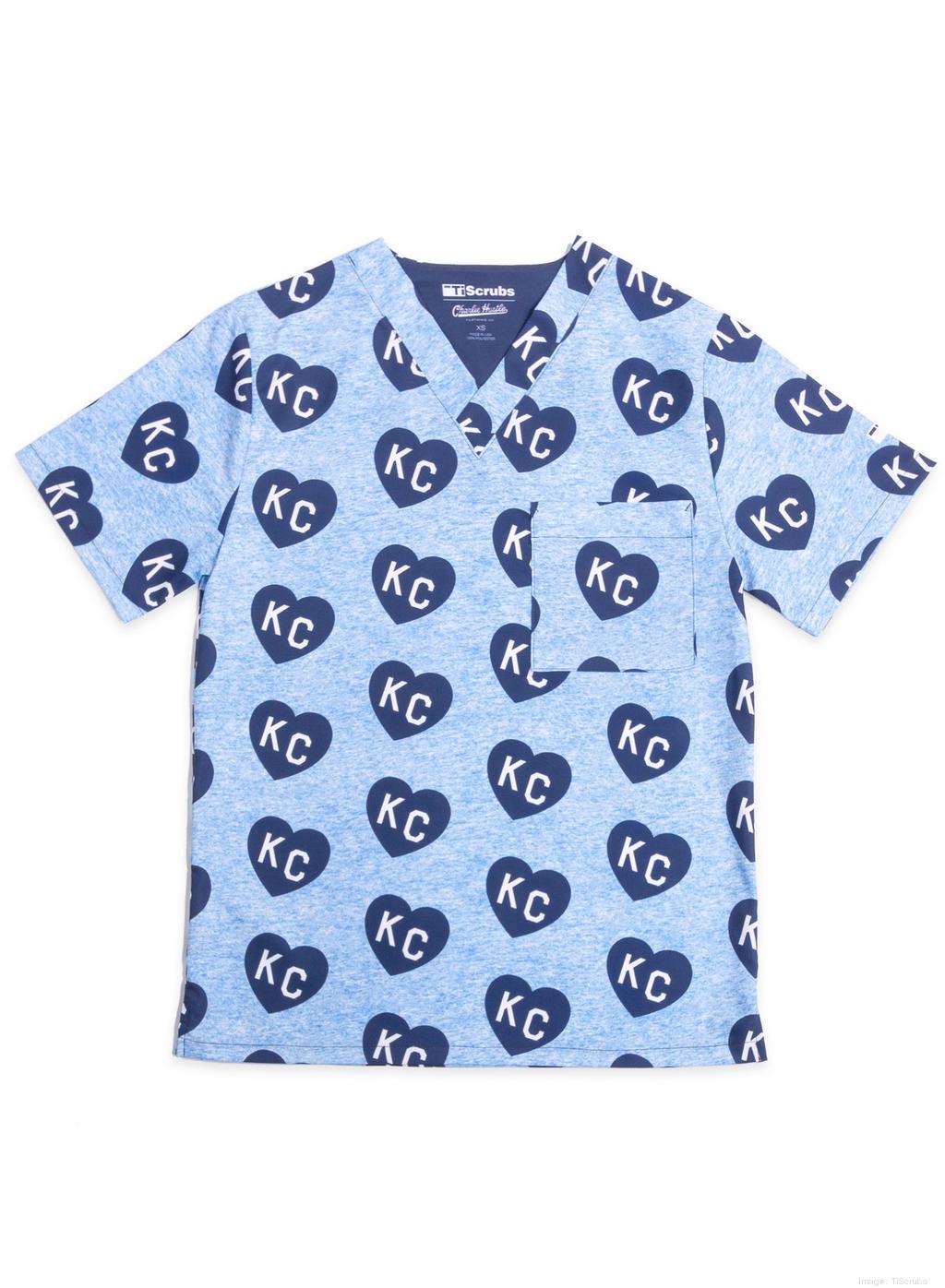 Women's All-Over KC Heart Scrub Top  Charlie Hustle Print Scrub Tops –  TiScrubs