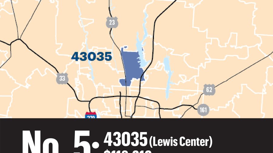 Wealthiest 25 Central Ohio ZIP codes average 92,931 in median household Columbus