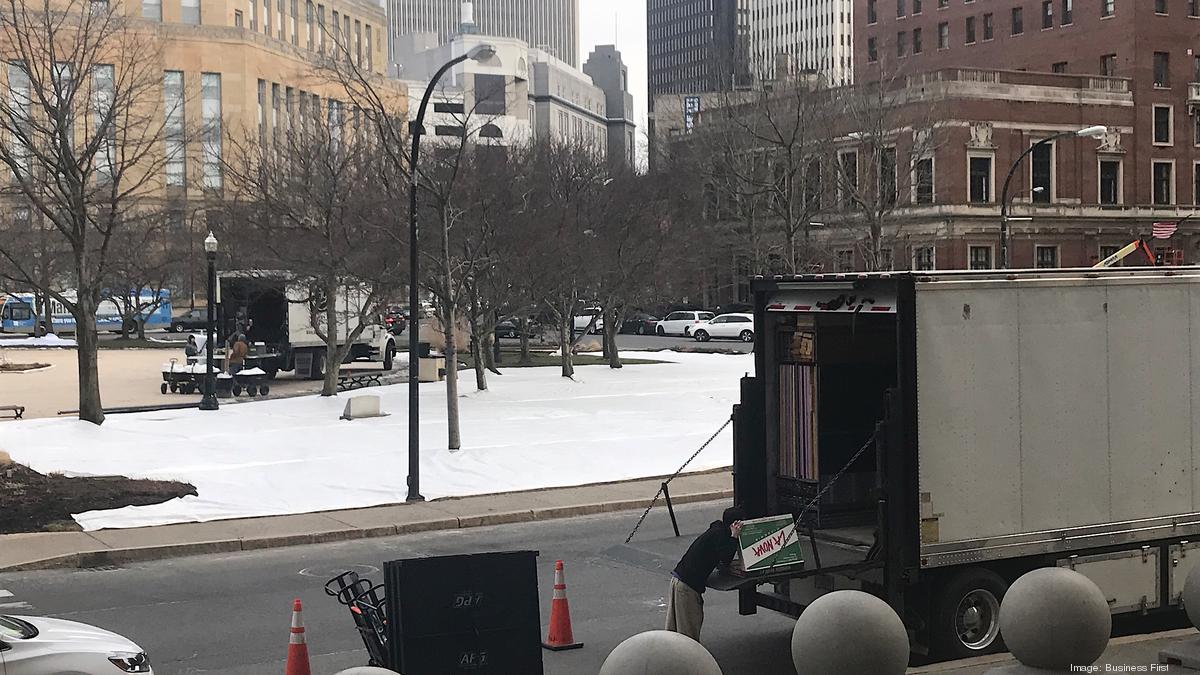 It's February and fake snow is showing up in Buffalo. Really Buffalo