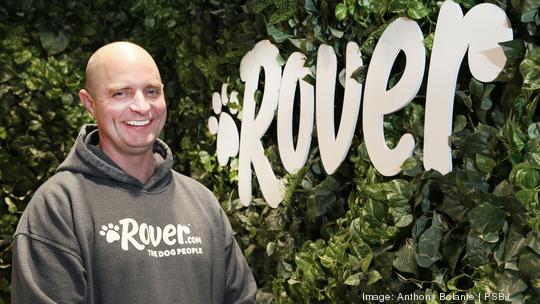 Rover CEO Aaron Easterly and his company's new headquarters in Seattle