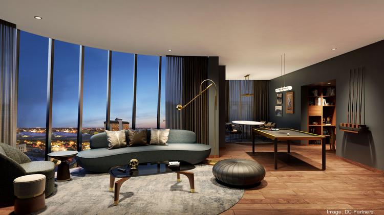 This rendering shows how a suite in the Thompson Hotel could look.