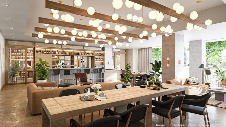 Developers of Natiivo Austin are providing a first look of the interiors of the tower expected to be open in October 2021. Click through the gallery to see more renderings. This is what the event room off the lobby will look like, featuring a large custom-made light fixture with about 60 globes.