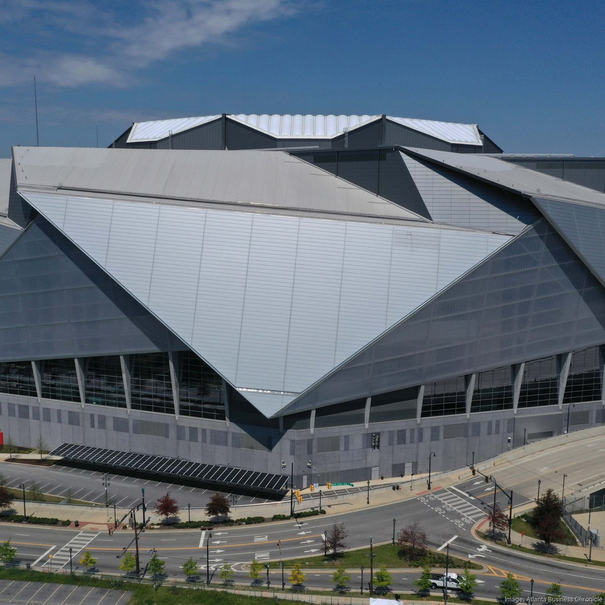 Georgia Dome debris beneath green space at Mercedes-Benz Stadium