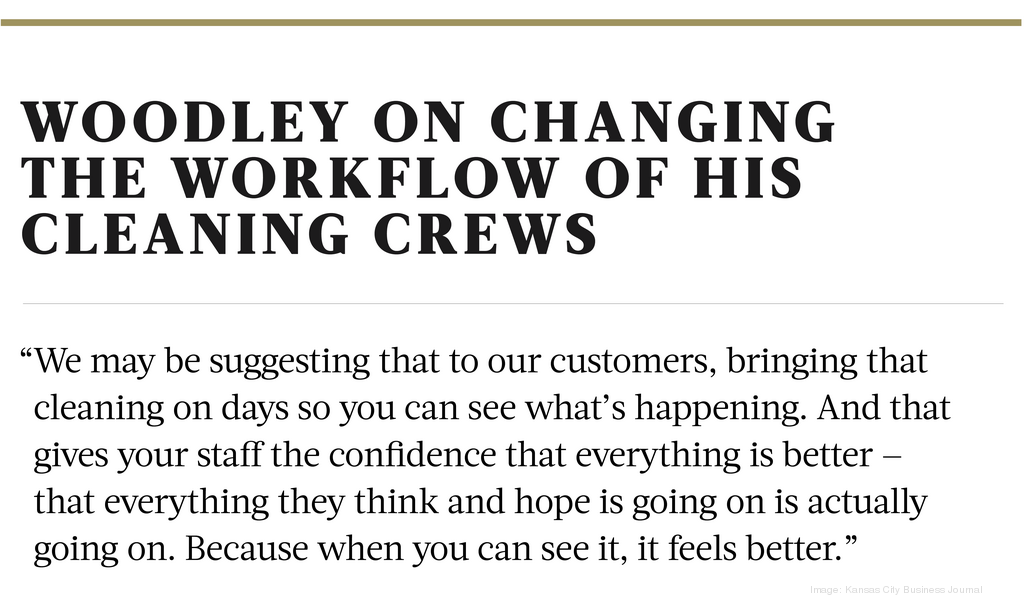 Woodley janitorial crews prepare for reopened offices amid pandemic Kansas City Business Journal