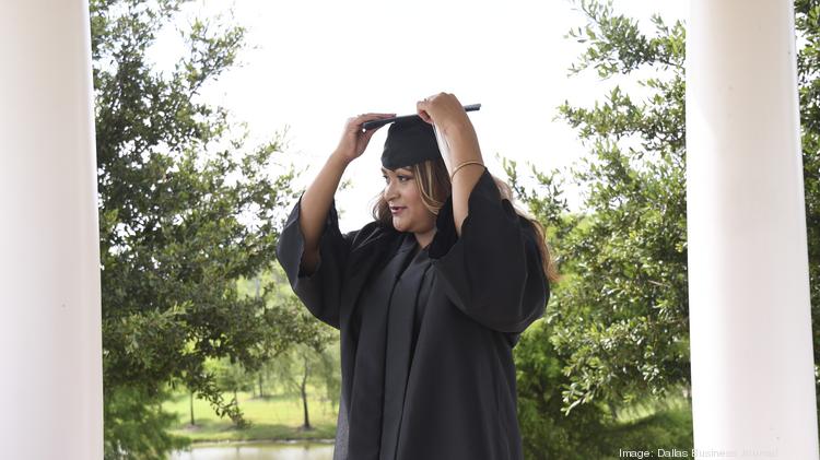 Elizeth Diaz graduates from Dallas Baptist University, (background) in August.
