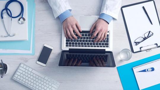 man, hands, iphone, smartphone, laptop, digital, notebook, pencil, glass, macbook, technology, keyboard, reflection, glasses, doctor, workspace, thermometer, stethoscope