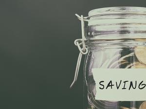 Coins in Jar With Text Savings