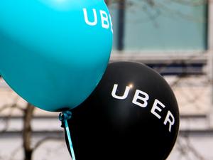 Balloons at a pro Uber rally