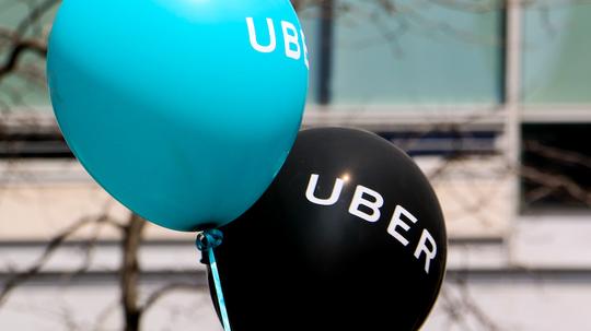 Balloons at a pro Uber rally