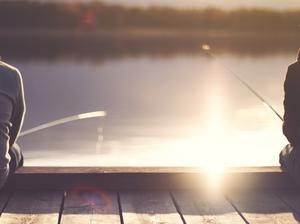 Man fishing at lake