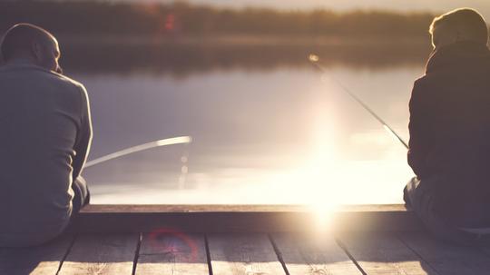 Man fishing at lake