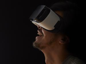 Man using a virtual reality headset