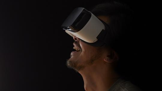 Man using a virtual reality headset