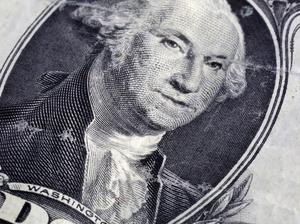 Full frame of George Washington on the US Dollar currency