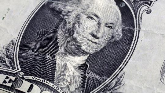 Full frame of George Washington on the US Dollar currency