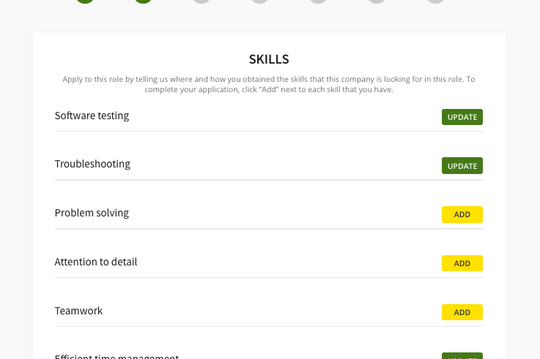 Screenshot - Skillist Application Section