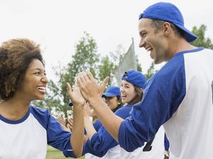 Baseball team high filing on field