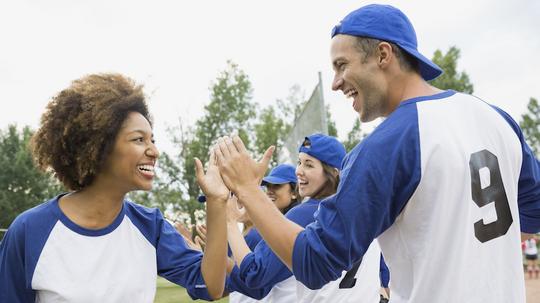 Baseball team high filing on field