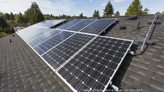 Solar panels on house rooftop