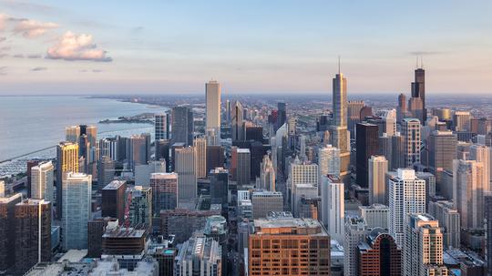 Chicago Skyline Last Sunlight