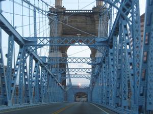 Roebling Bridge Across Ohio River in Cincinnati